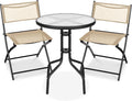 Patio Bistro Dining Set with Textured Glass Tabletop - Compact Comfort