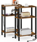 Narrow Side Table with Charging Station and USB Ports for Living Room