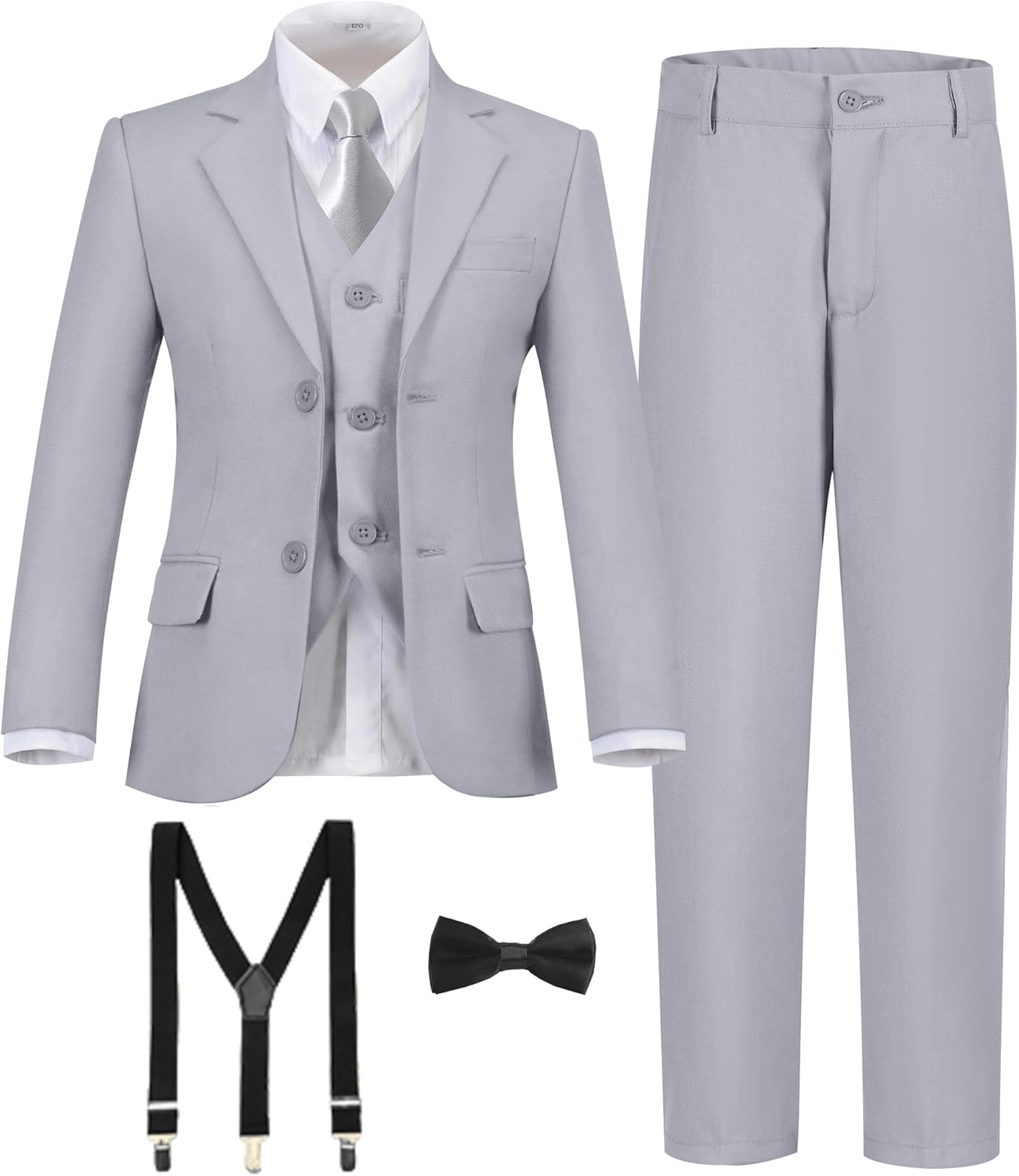 Boy's Formal Suit 7 Piece Slim Fit Tuxedo for Kids and Teens