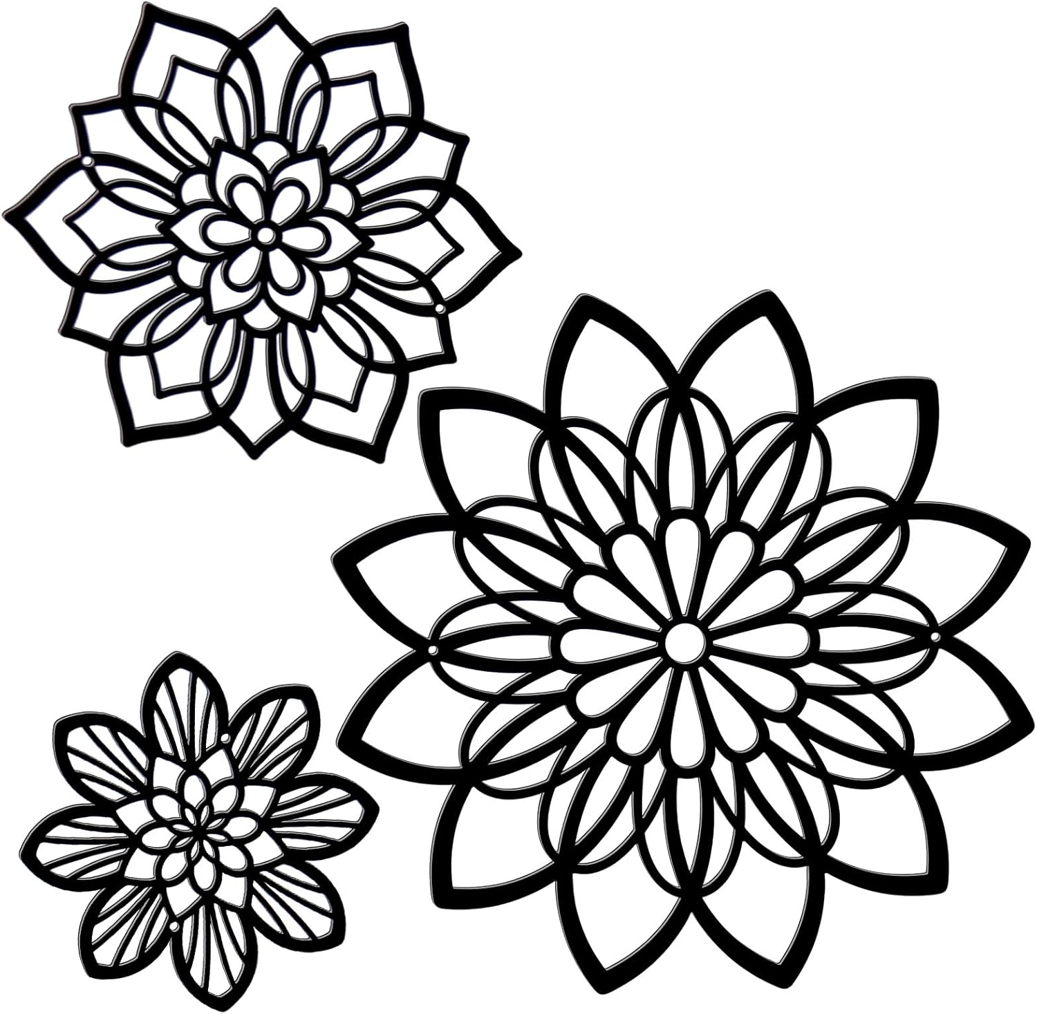 Black Metal Flower Wall Decor Set
