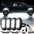 4Pods Metal Pure White LED Rock Lights Kit with Switch Harness