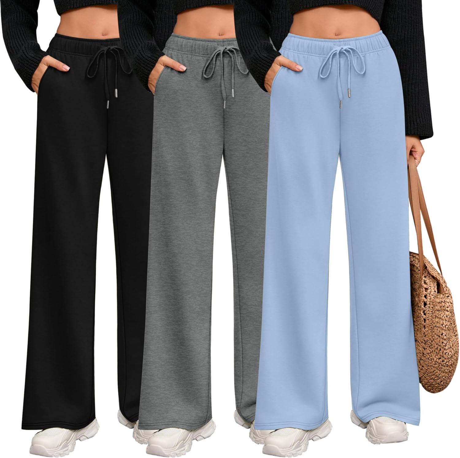 Riyiper Women Wide Leg Sweatpants with Pockets for Comfort