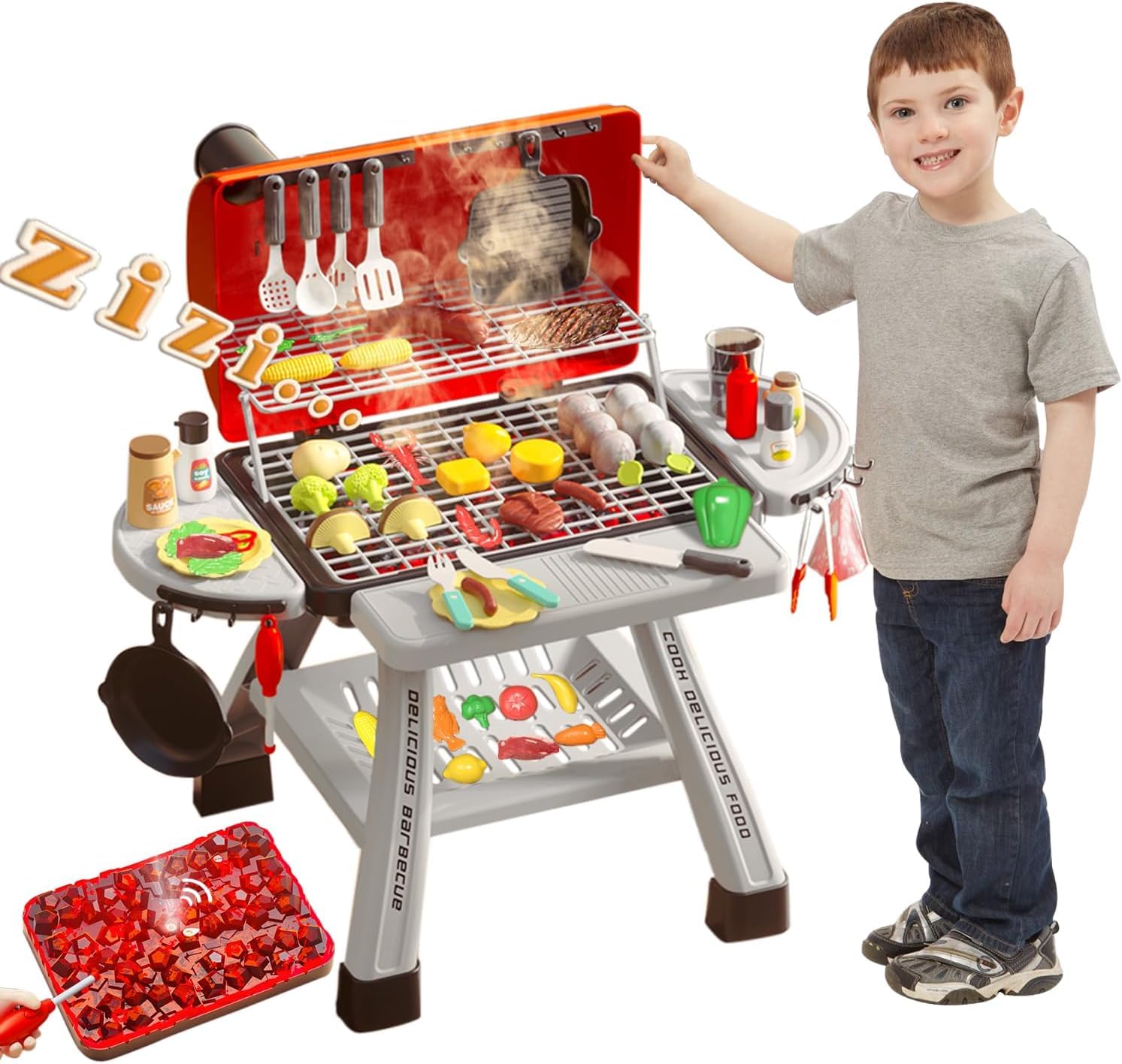 Interactive Kids BBQ Toy Set - Realistic Smoke & Light Effects!