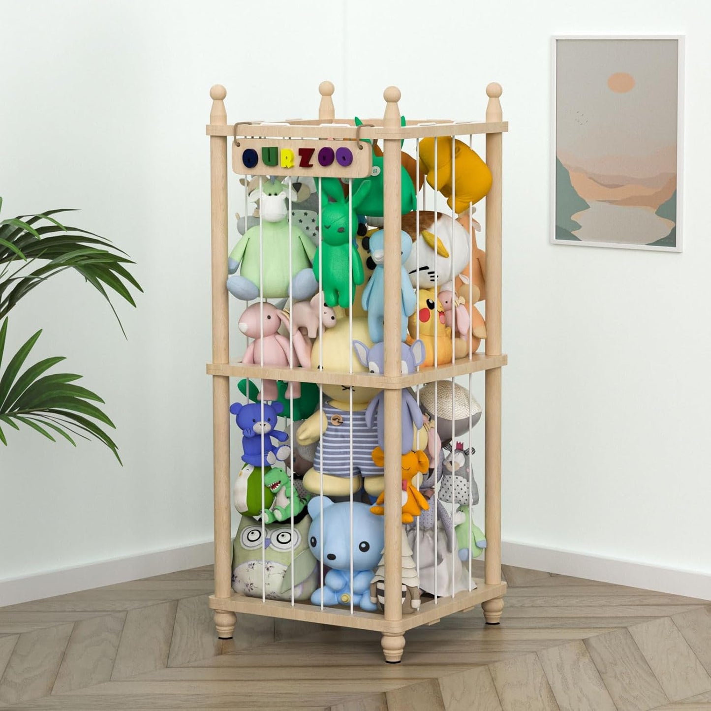 Stuffed Animal Storage Zoo Organizer for Kids Room Decor