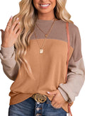 Dokotoo Color Block Long Sleeve Crewneck Pullover - Soft, Casual Fit