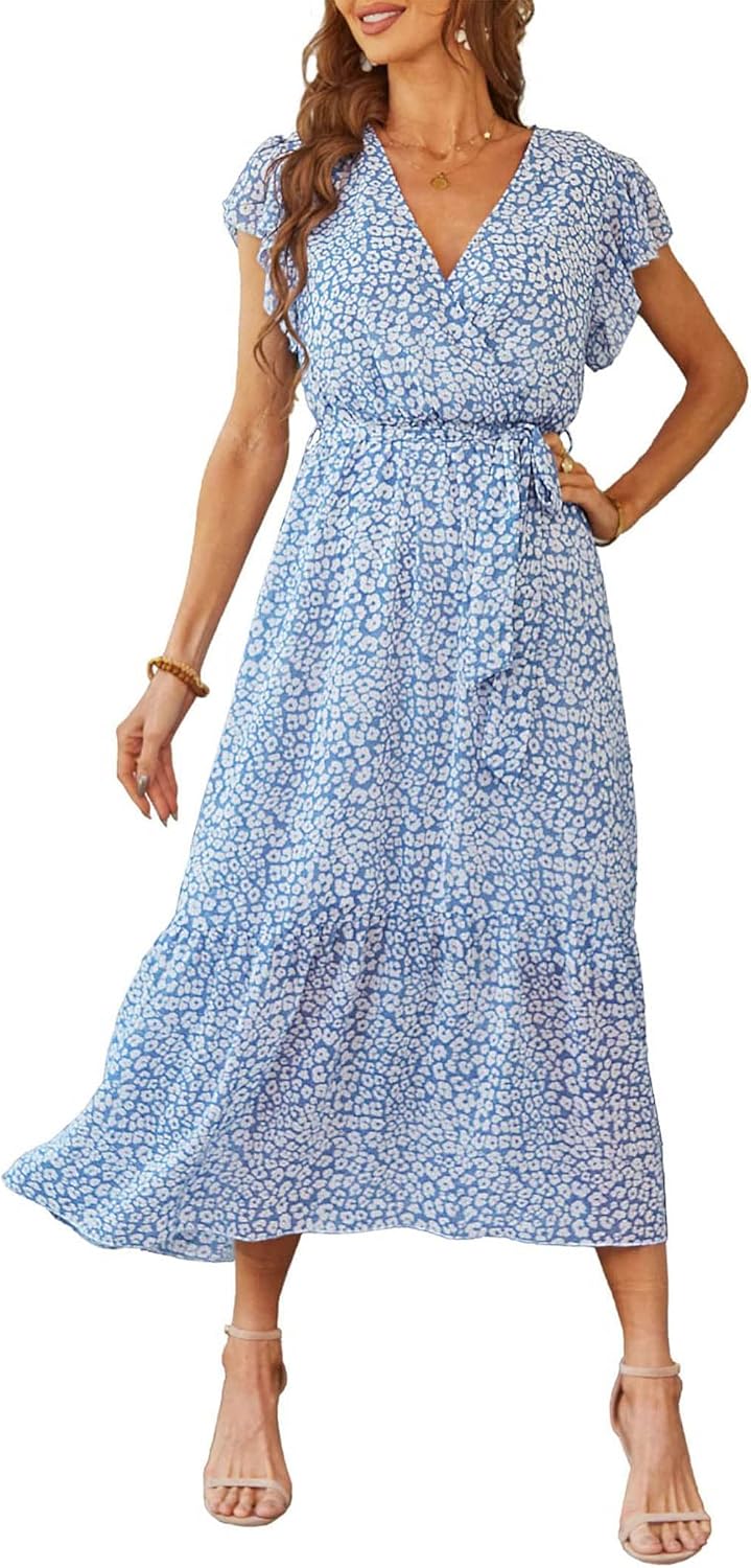 PRETTYGARDEN Women's Summer Floral Boho Maxi Dress for Weddings