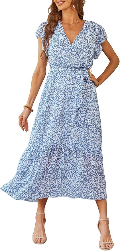 PRETTYGARDEN Women's Floral Summer Dress with Ruffle Hem