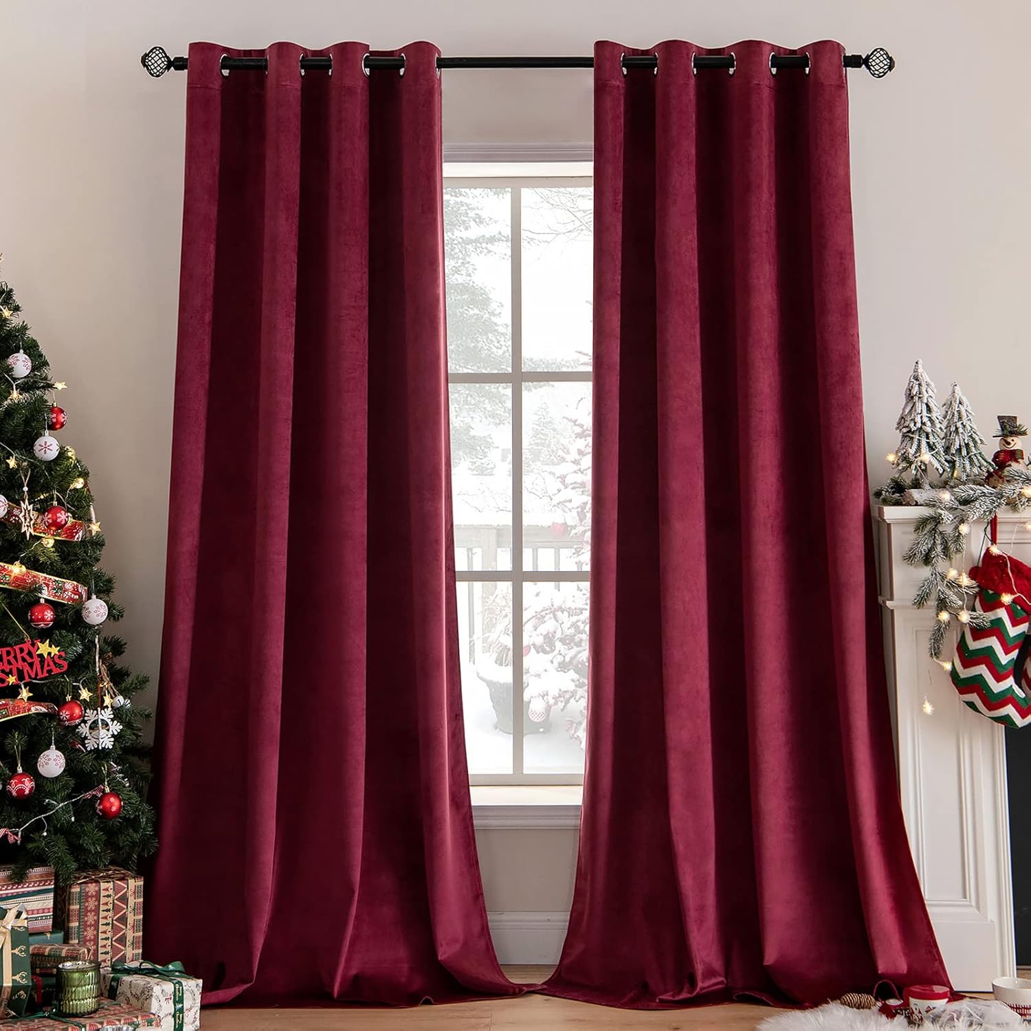 MIULEE Burgundy Velvet Curtains for Elegant Room Darkening