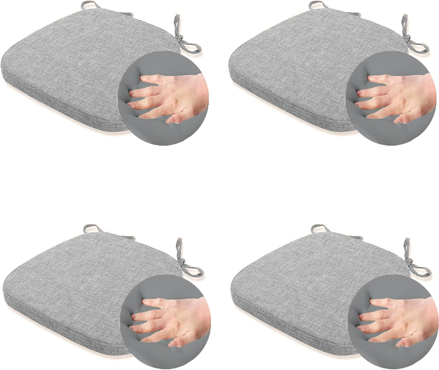 4 Pack Memory Foam Dining Room Chair Cushions with Ties