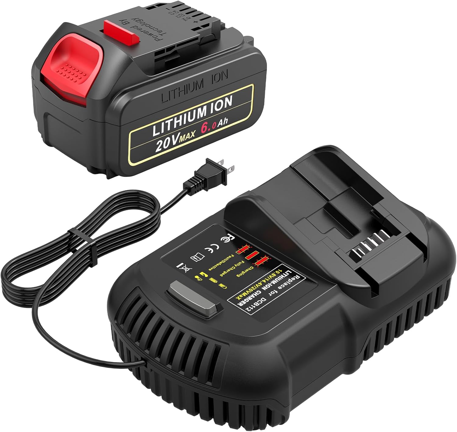 20V 6000mAh Long-Lasting Battery & Charger for DeWalt Tools
