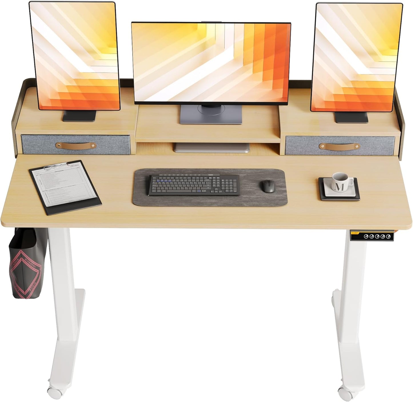 Claiks Standing Desk with Drawers for Ergonomic Work Setup