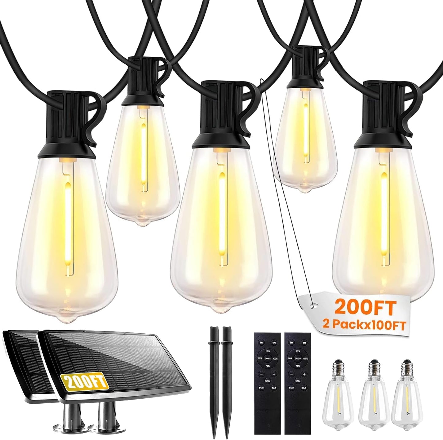 200FT Solar String Lights Outdoor Waterproof with Remote Control