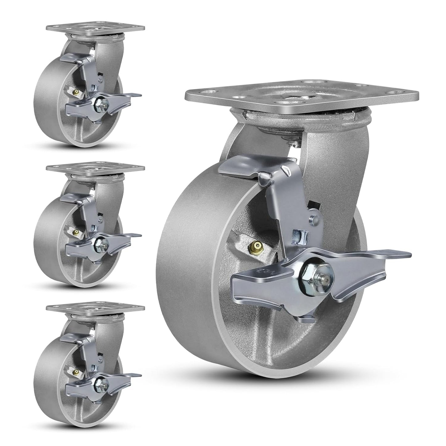 5in Heavy Duty Industrial Casters Set for Platform Trucks