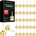 Magnetic Push Pins 80 Set - Flat Gold Thumb Tacks for Posters