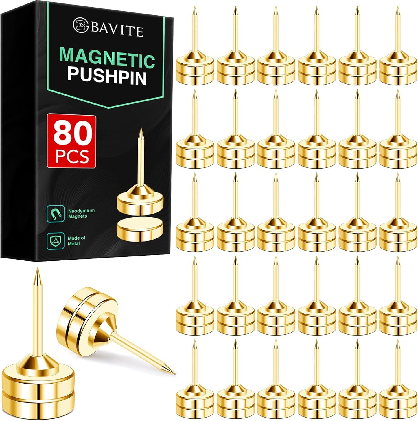 E BAVITE Magnetic Push Pins for Easy Wall Hanging and Display