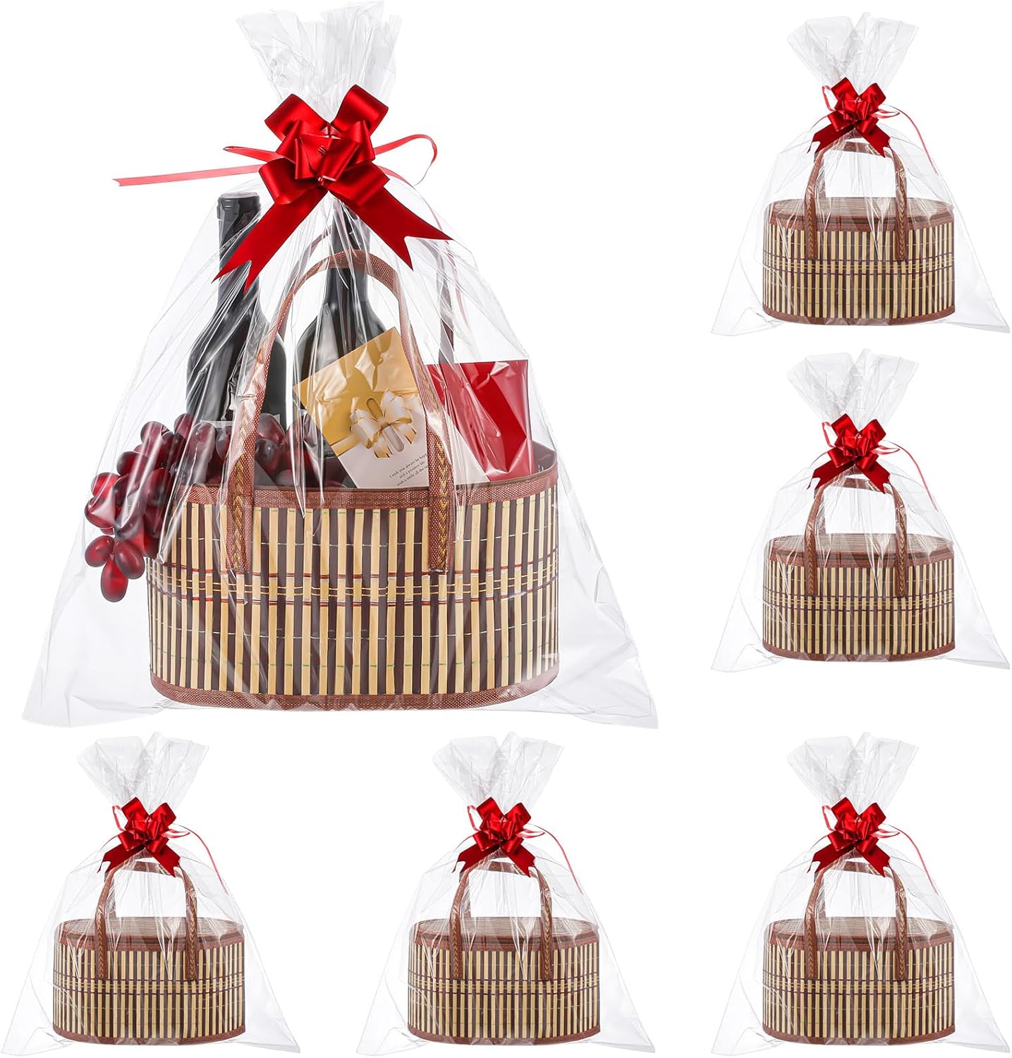 Tioncy 6 Set Baskets for Gifts - Large Woven Bamboo Kit