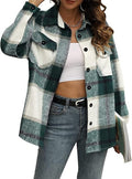 Womens Casual Plaid Shacket Button-Down Shirt - Soft Flannel