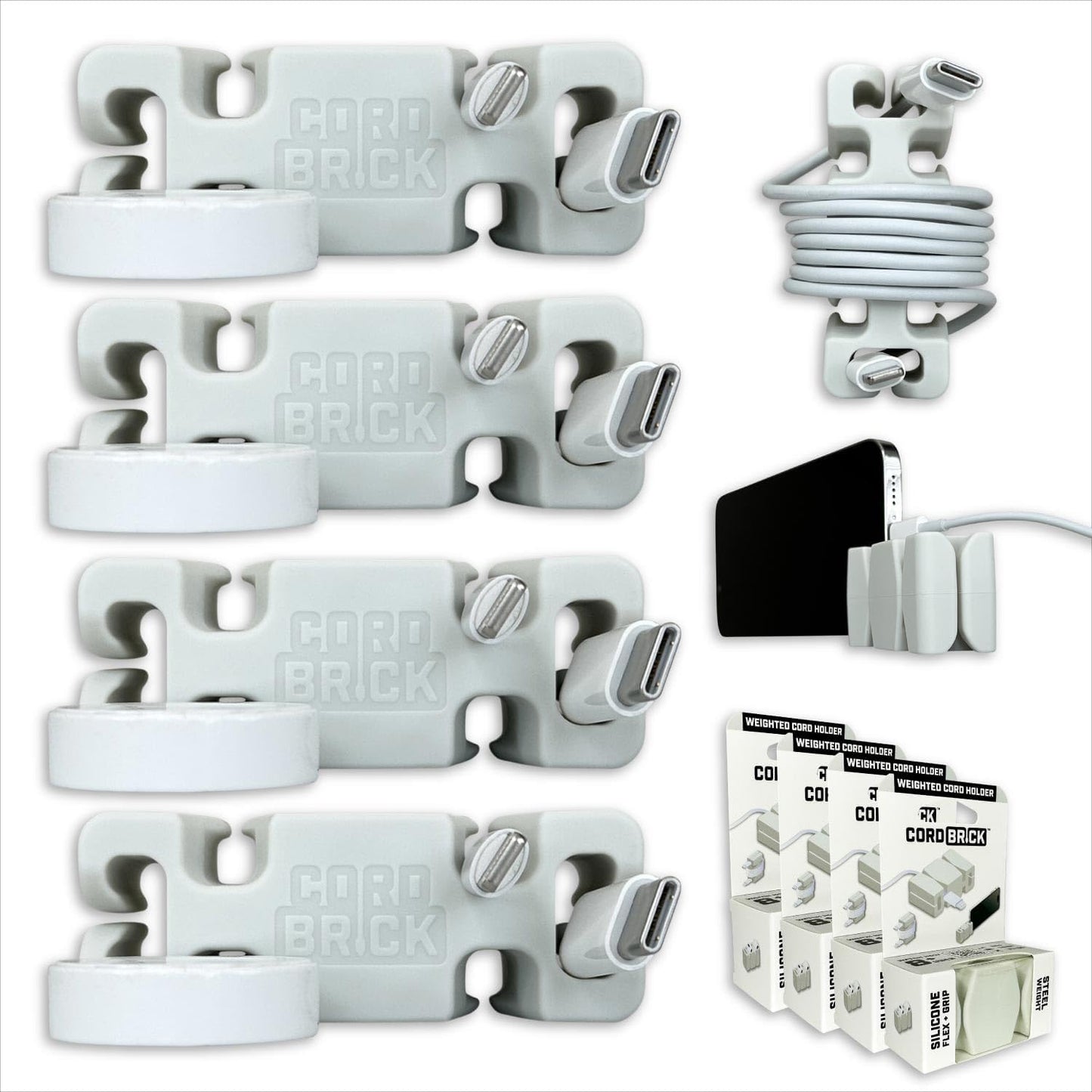 4pk Weighted Cord Holder for Nightstand - Essential Cable Management