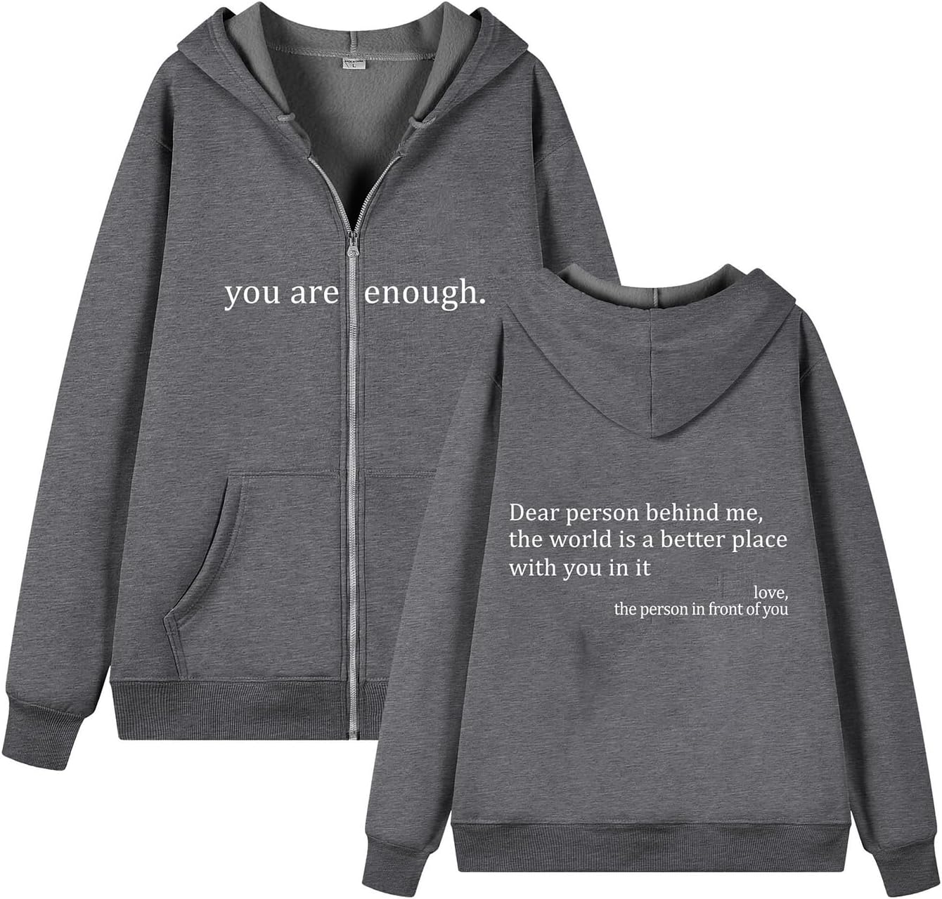 Empowering You Hoodie with Zip Pocket