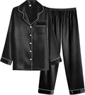 Ekouaer Women Satin Pajamas Set Classic Button Down Long Pjs Set sleep