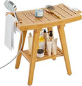 Yirilan 2-Tier Bamboo Shower Bench - Stable Bath Seat with Storage
