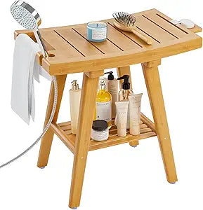 Yirilan 2-Tier Bamboo Shower Bench for Safe Bathroom Use