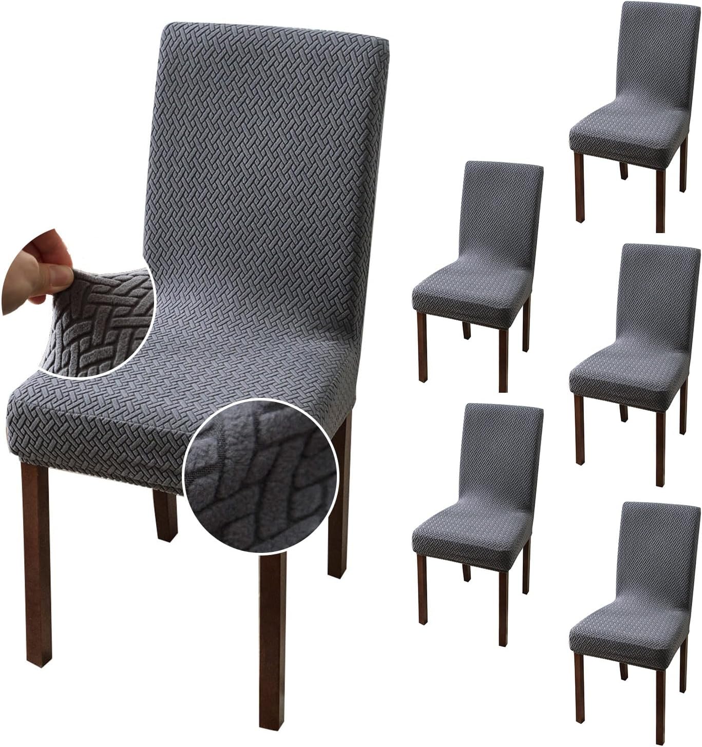 Genina Chair Covers for Dining Room Slipcovers - Dark Gray 6 PCS