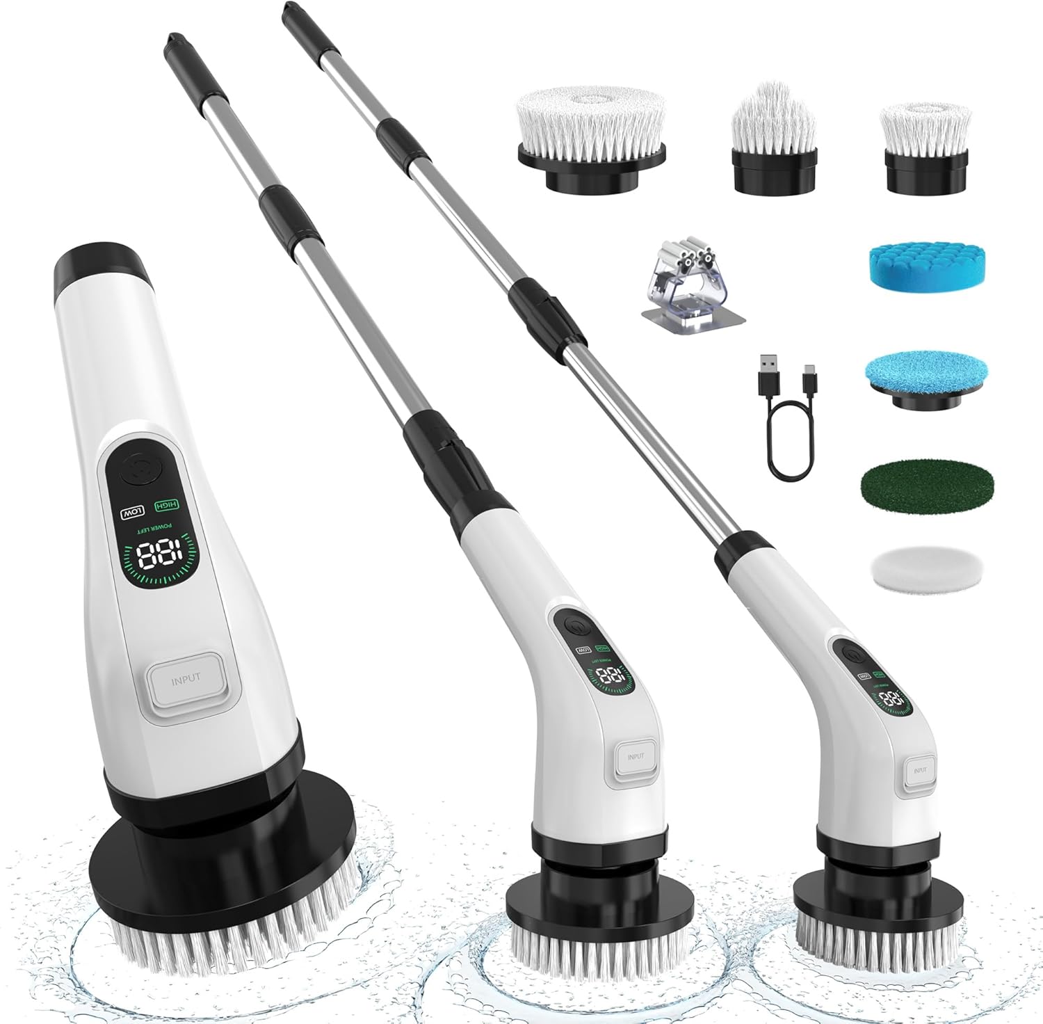 Electric Spin Scrubber with Long Handle for Deep Cleaning