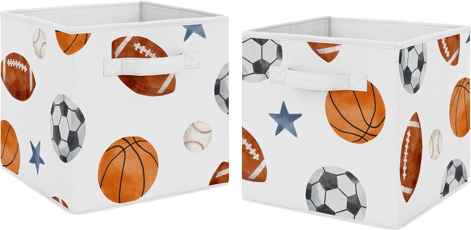 Sports Theme Collapsible Fabric Storage Cubes for Kids Toys