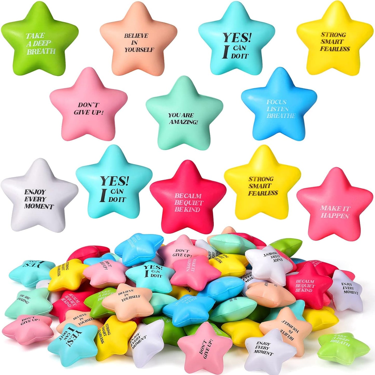 Sotiff 100 Pack Star Stress Balls for Kids and Adults Relief