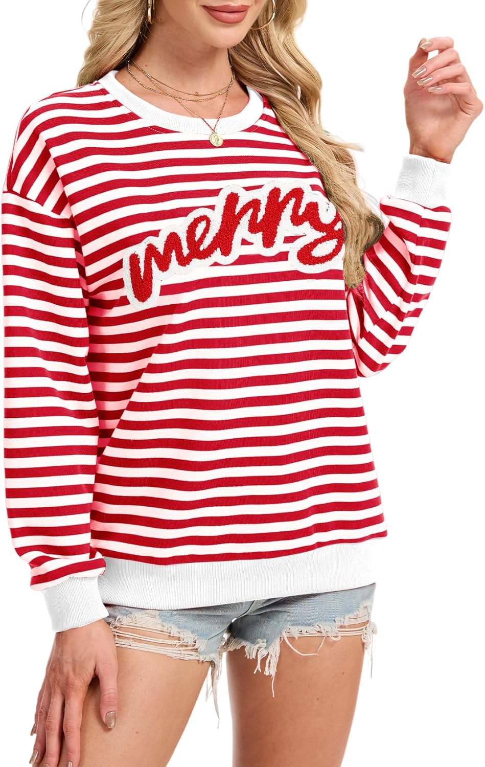 Gihuo Christmas Sweatshirts for Women - Merry Jolly Style