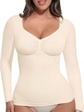 FeelinGirl Womens Shapewear Tummy Control Long Sleeve V Neck Top Shoes