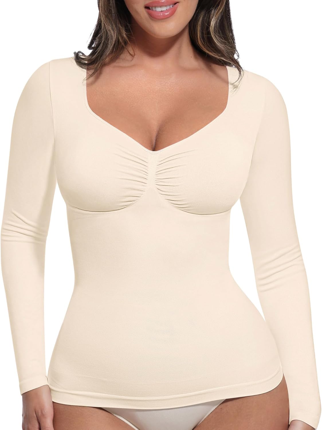 FeelinGirl Womens Shapewear Tummy Control Long Sleeve Tops