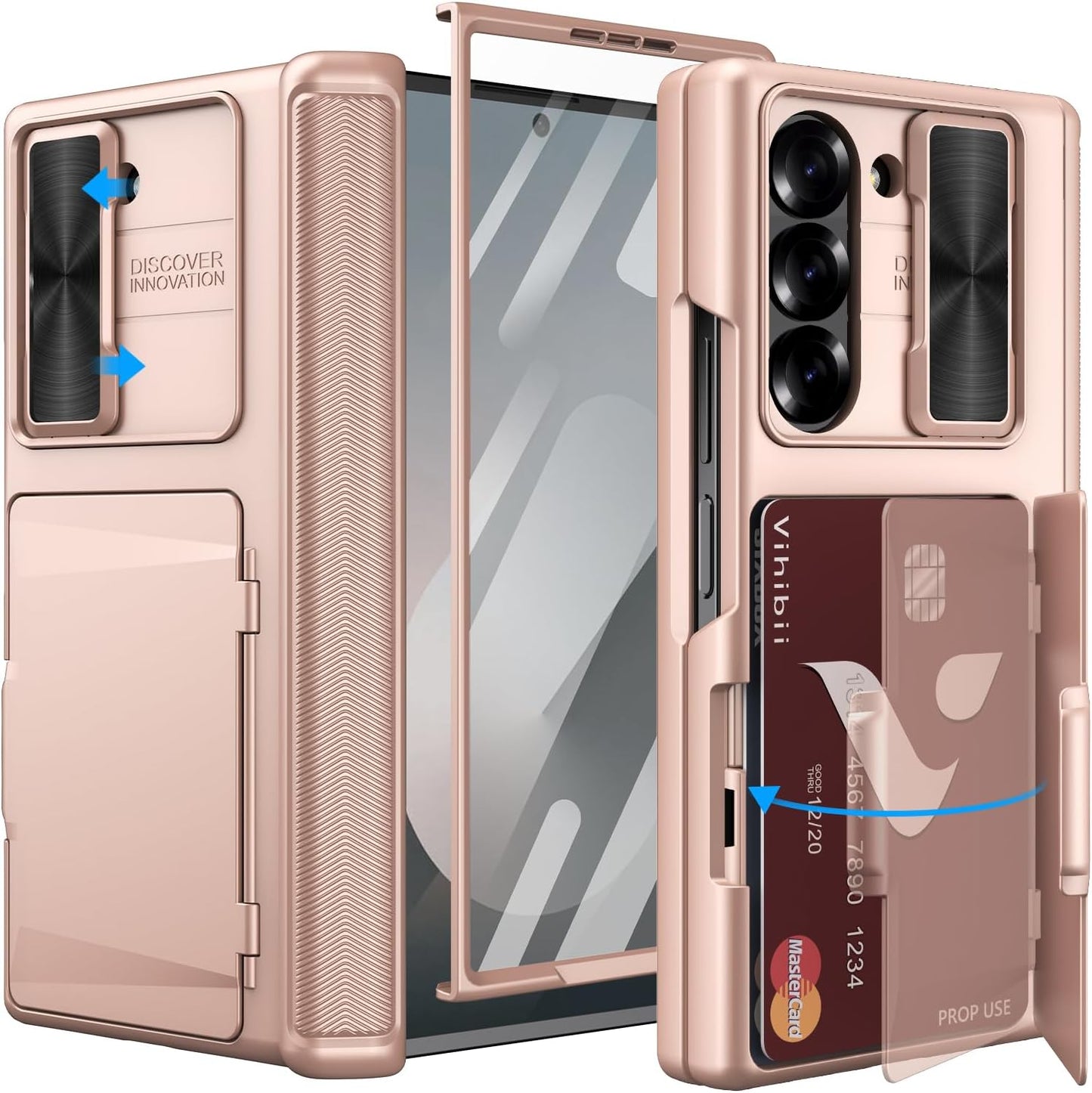 Vihibii Galaxy Z Fold 6 Case with Card Holder & Camera Cover