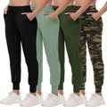 CAMPSNAIL 4 Pack Joggers for Women - Lightweight Comfy Sweatpants gym