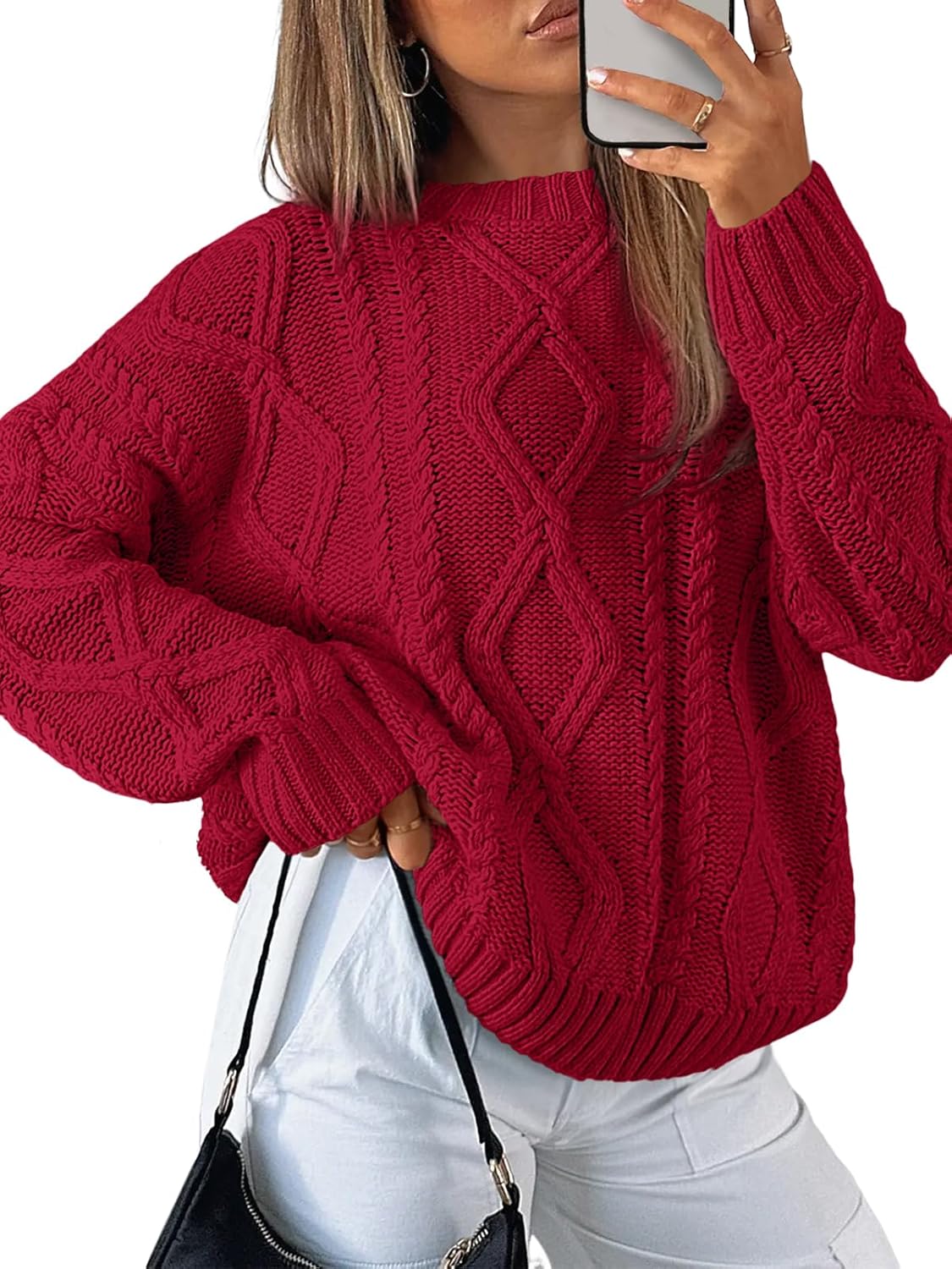 Trendy Queen Women's Oversized Cable Knit Crewneck Sweater Review