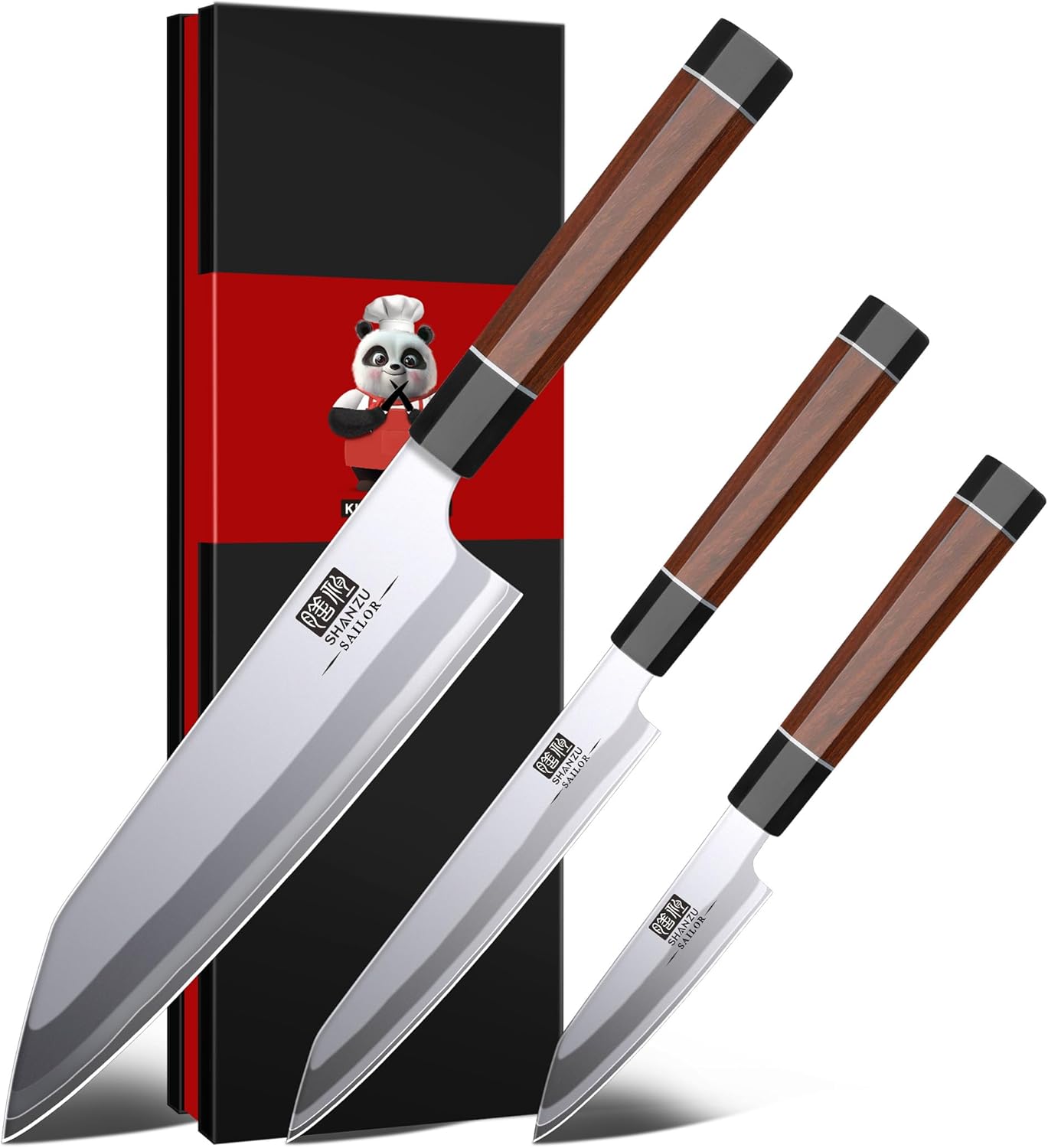 SHAN ZU 3PCS Japanese Knife Set for Professional Chefs