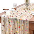 Champagne Embroidery Daisy 10ft Tulle Table Runner - Floral Accent