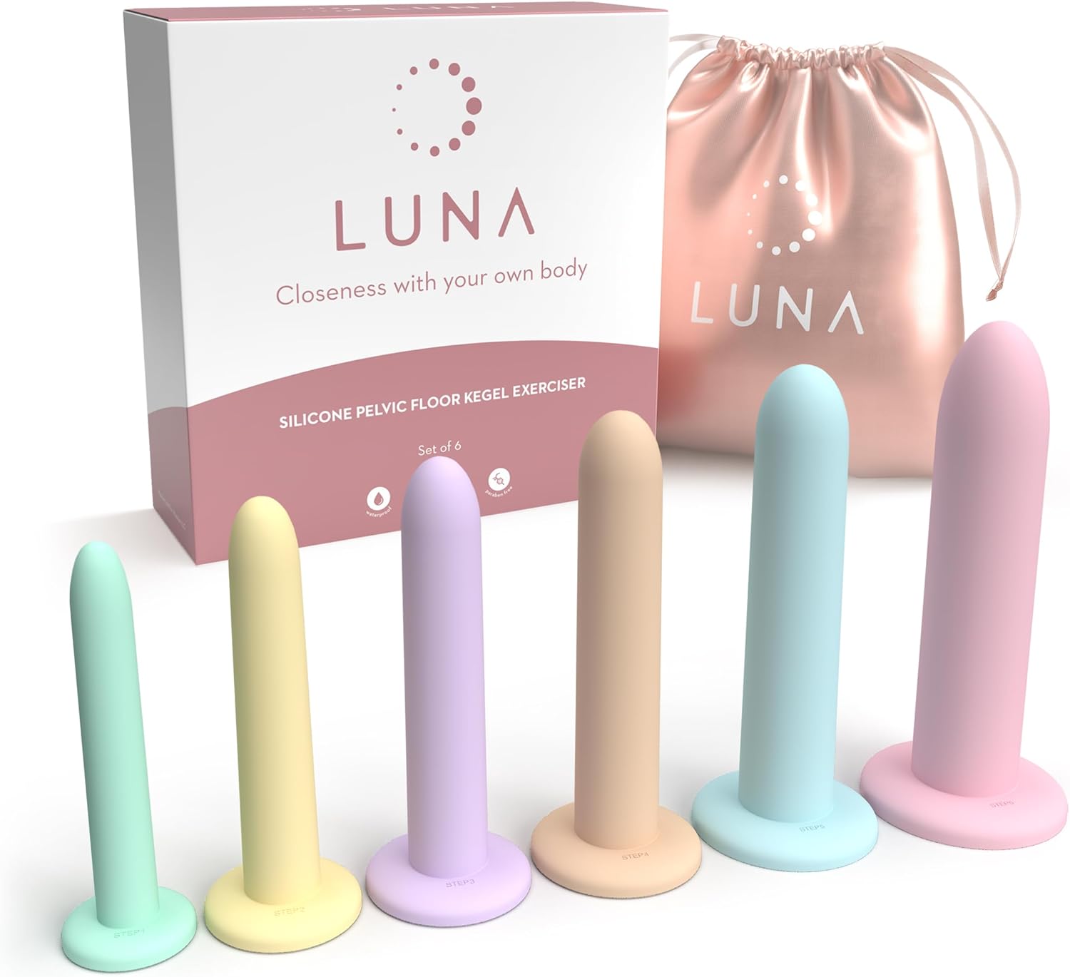 Luna Silicone Dilators for Pelvic Floor Strengthening - 6 Sizes
