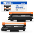 TN830XL Black High Yield Toner Cartridge for Brother Printers - 2 Pack