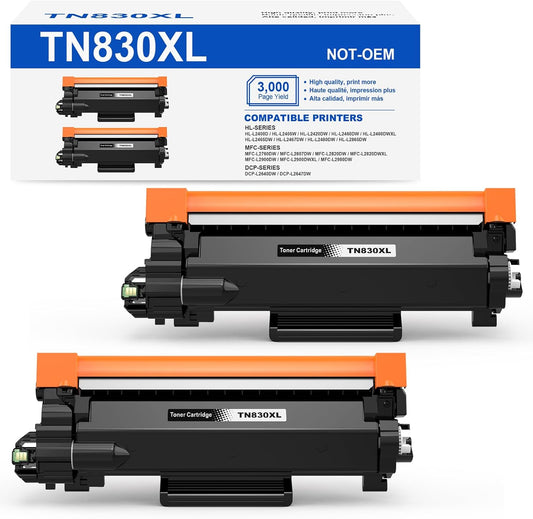 TN830XL Black High Yield Toner Cartridge for Brother Printers