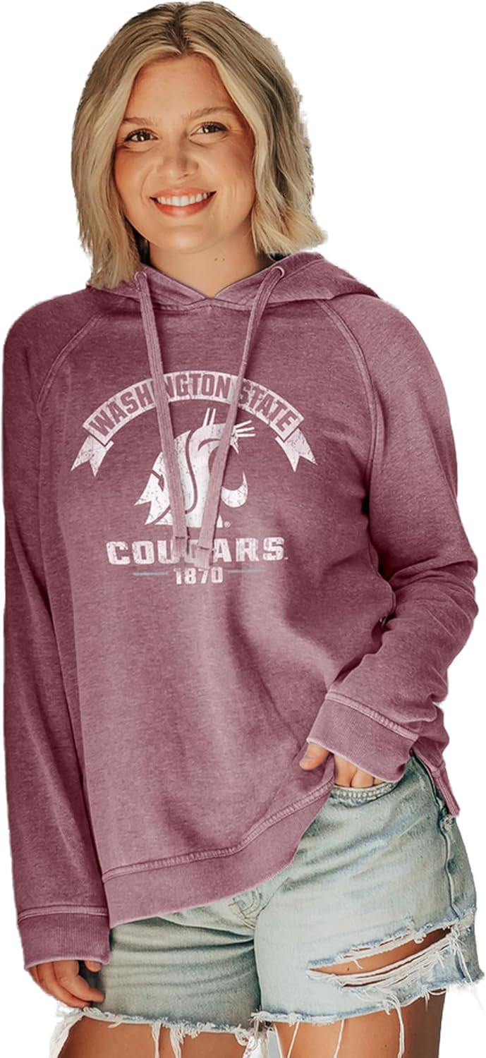 Washington State Cougars Women's Vintage Burnout Hoodie Sweatshirt