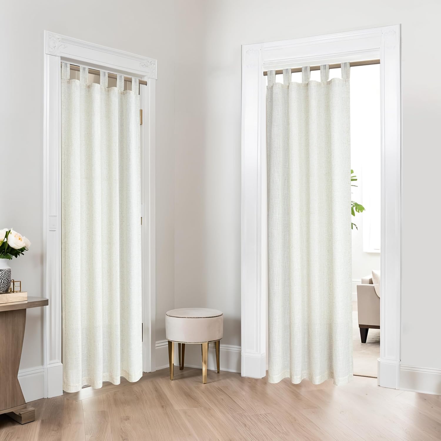 KOUFALL Door Curtain for Doorways - Boho Sheer Linen Panels