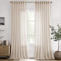 ANRODUO Extra Long Beige Linen Curtains 120 in Length - Light