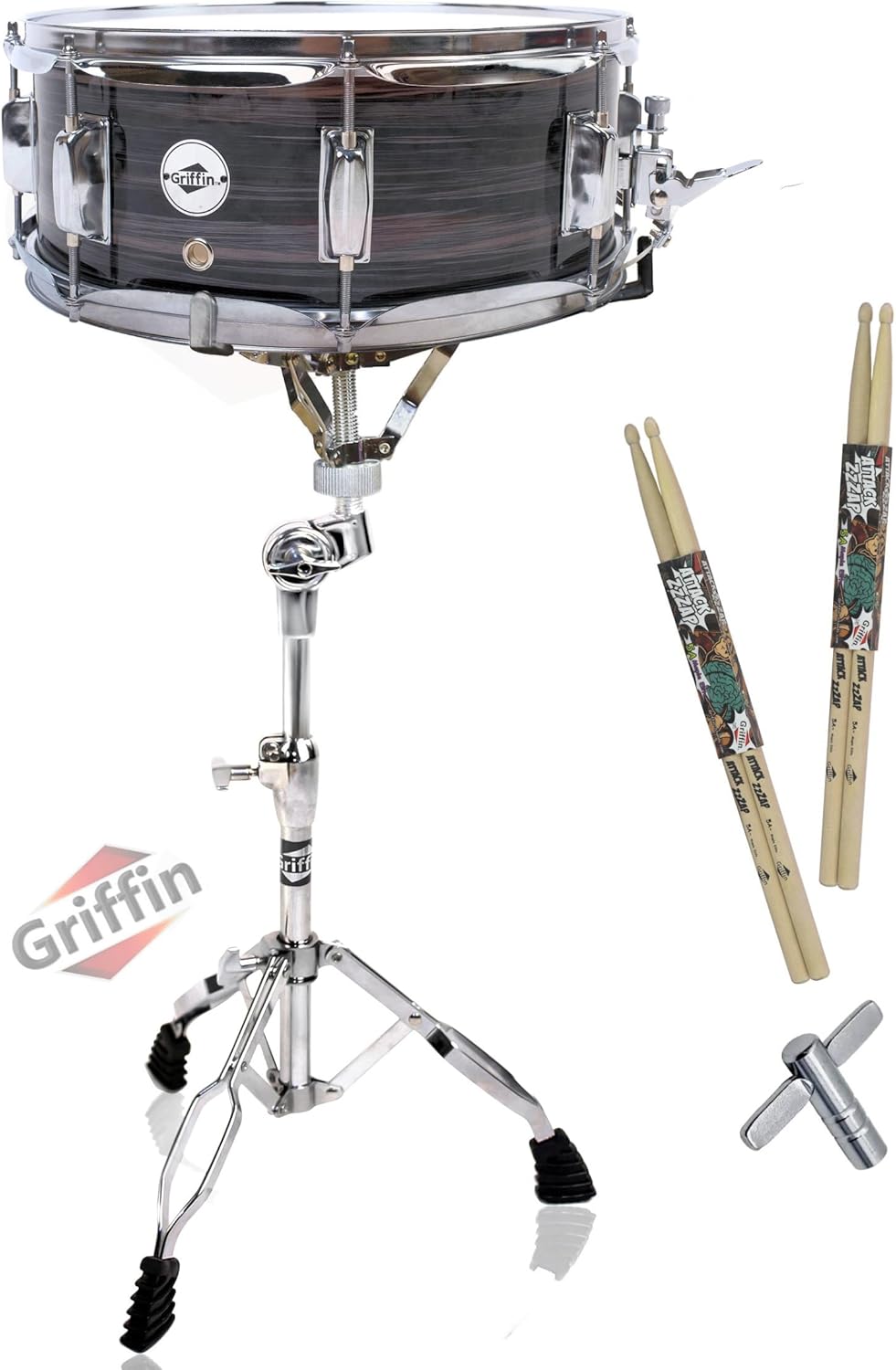 GRIFFIN Wood Snare Drum Kit 14in x 5.5in for All Skill Levels