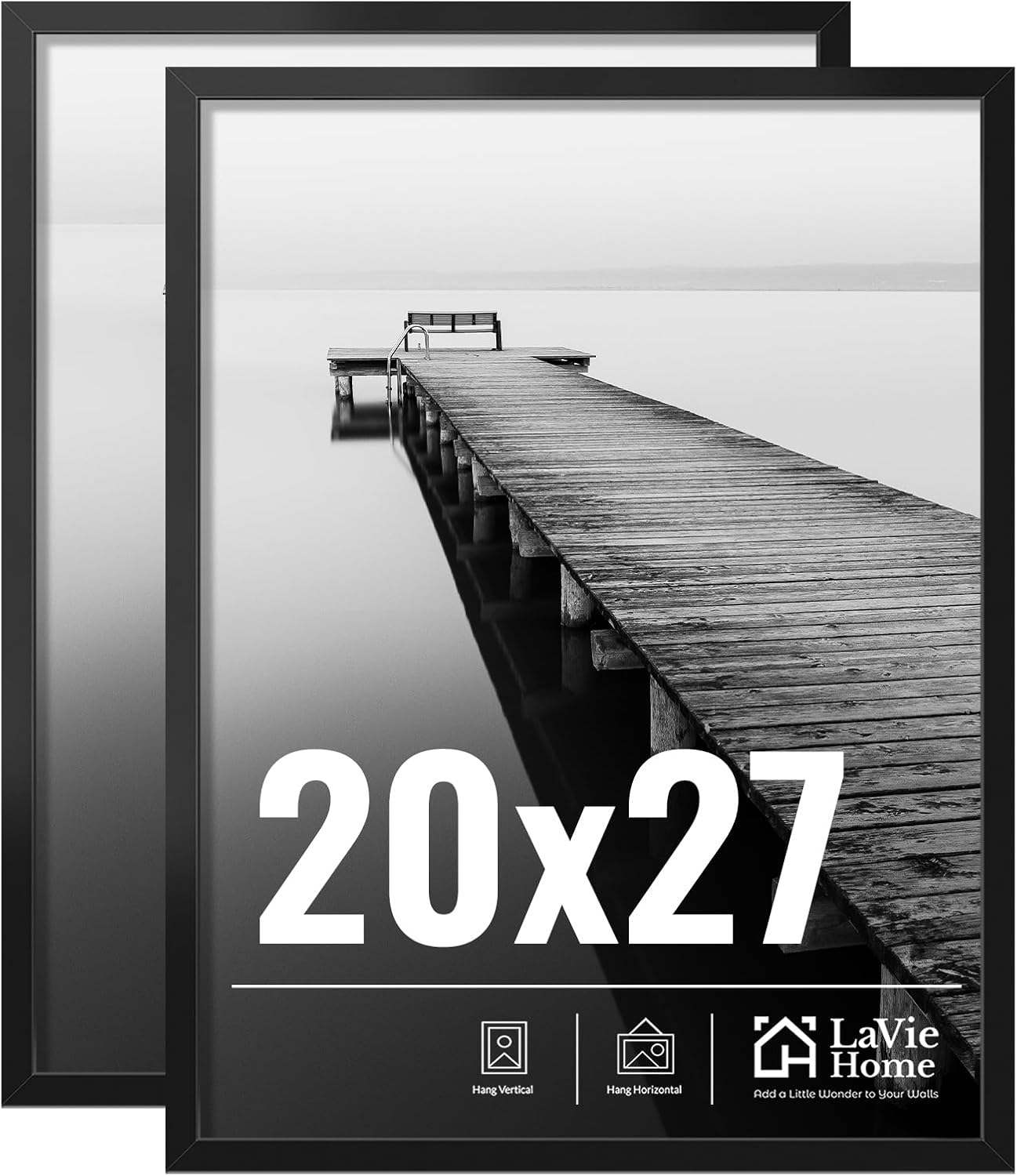 20x27 Picture Frame for Wall Display - Classic Black Design