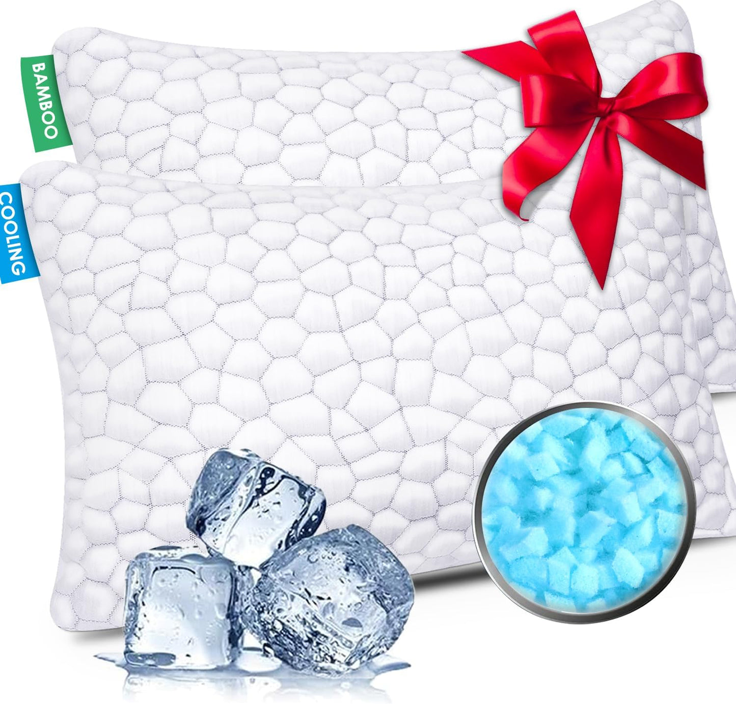 Cooling Bed Pillows Queen Size Set of 2 for All Sleepers