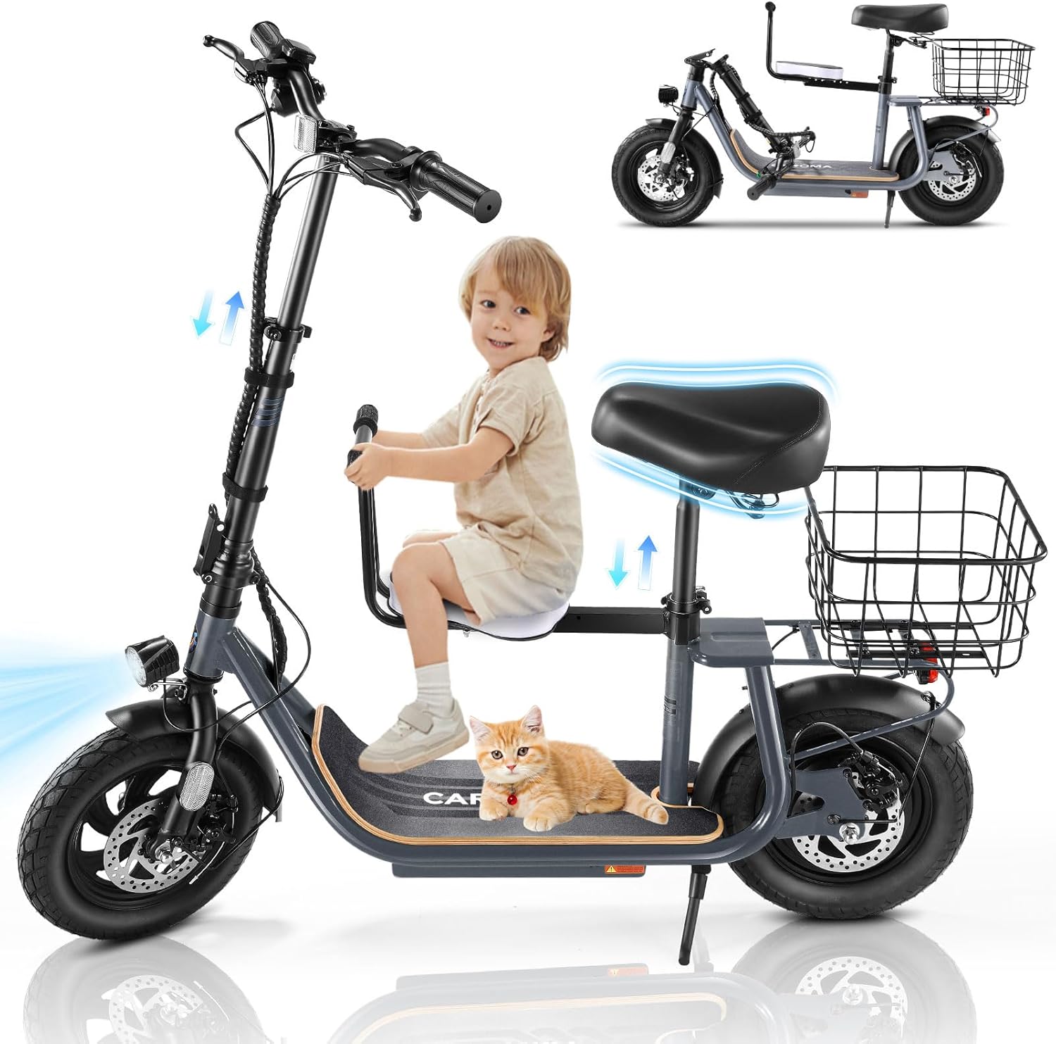Caroma Electric Scooter with Seat: 1200W Power, 30 Miles Range