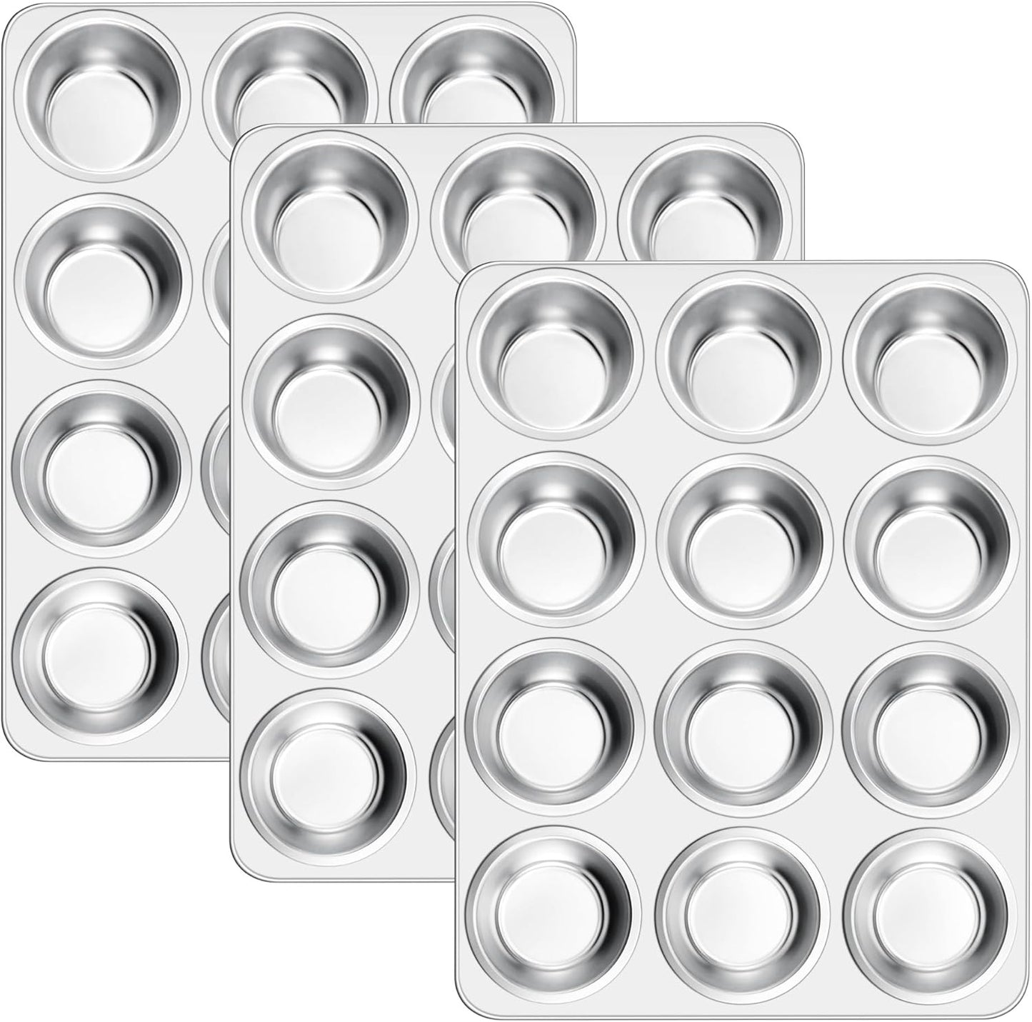 Stainless Steel 12-Cup Muffin Pan Set for Healthy Baking