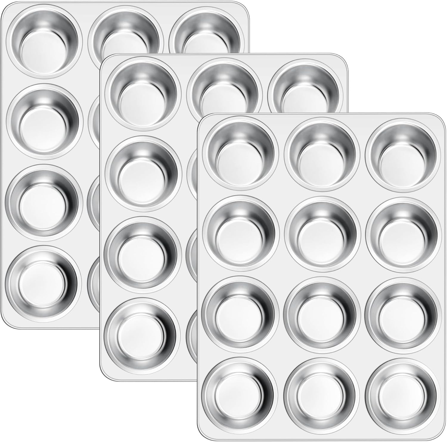 Stainless Steel 12-Cup Muffin Pan Set for Healthy Baking